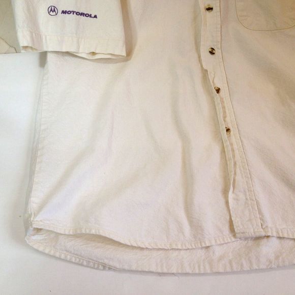 Vintage Motorola Camp & Creek Short Sleeve Soft Cotton Button Up Shirt Size L - Picture 4 of 11
